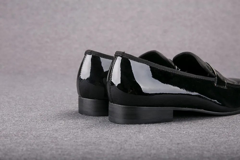 Классический дизайн черные лакированные Кожаные туфли Для мужчин вечерние и свадебные лоферы, кожаные туфли Для мужчин