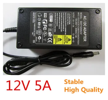 

High Quality 12V 5A 100V-240V AC Converter Adapter DC 12V 5A 60W Power Supply 5.5mm x 2.5mm For 5050/3528 LED Light LCD Monitor