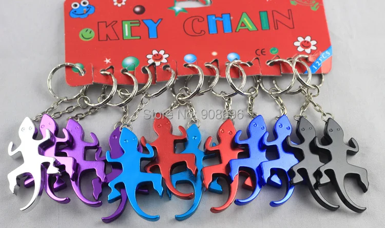

12Pcs Fashionable Lizard Metal Bottle Opener Can opener with Keyring Keychain Promotional Gift--Free shipping