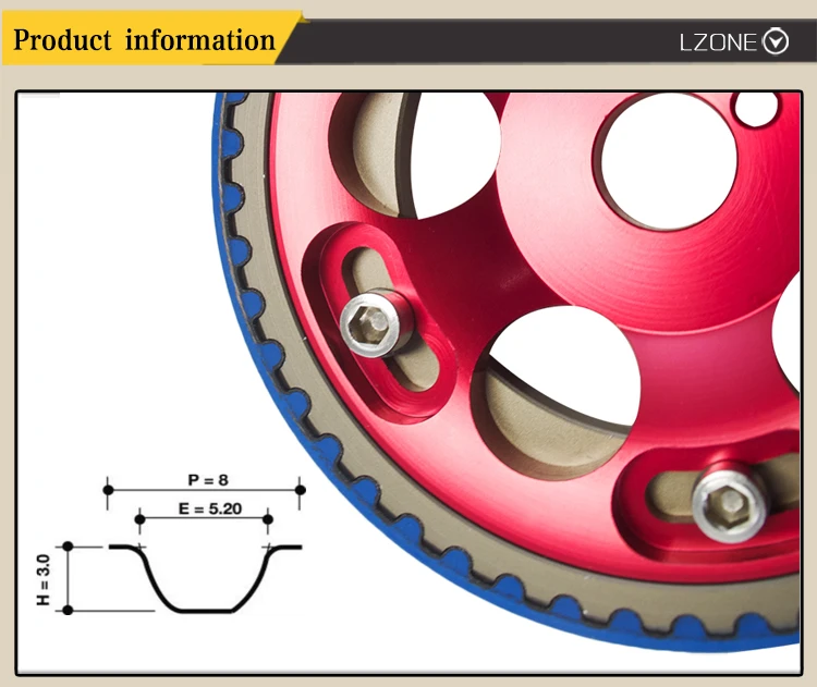 LZONE-HNBR гоночный Ремень ГРМ синий+ алюминиевый кулачок красный для Toyota 1JZ 1JZGTE 1JZ-GTE JR-TB1005B+ 6531R