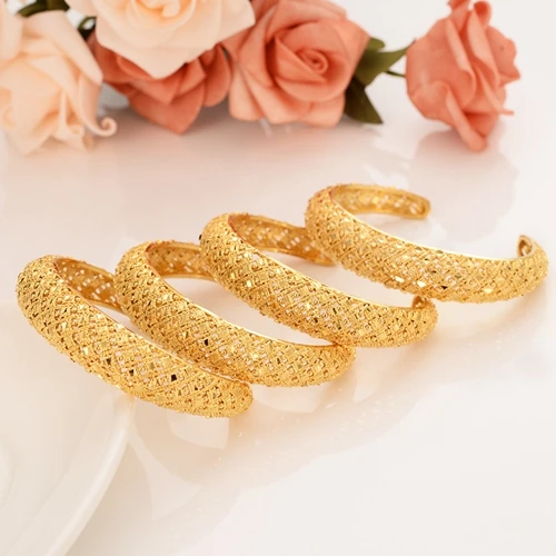 4 шт. дубайские индийские Золотые Браслеты для женщин и мужчин браслеты африканские европейские эфиопские детские ювелирные изделия для девочек свадебная манжета для невесты браслеты подарок