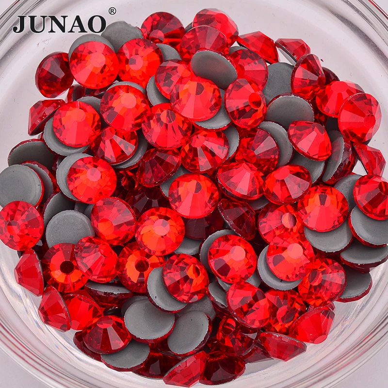 JUNAO SS 6 8 10 12 16 20 30 красное стекло Горячая фиксация аппликация из страз железо на