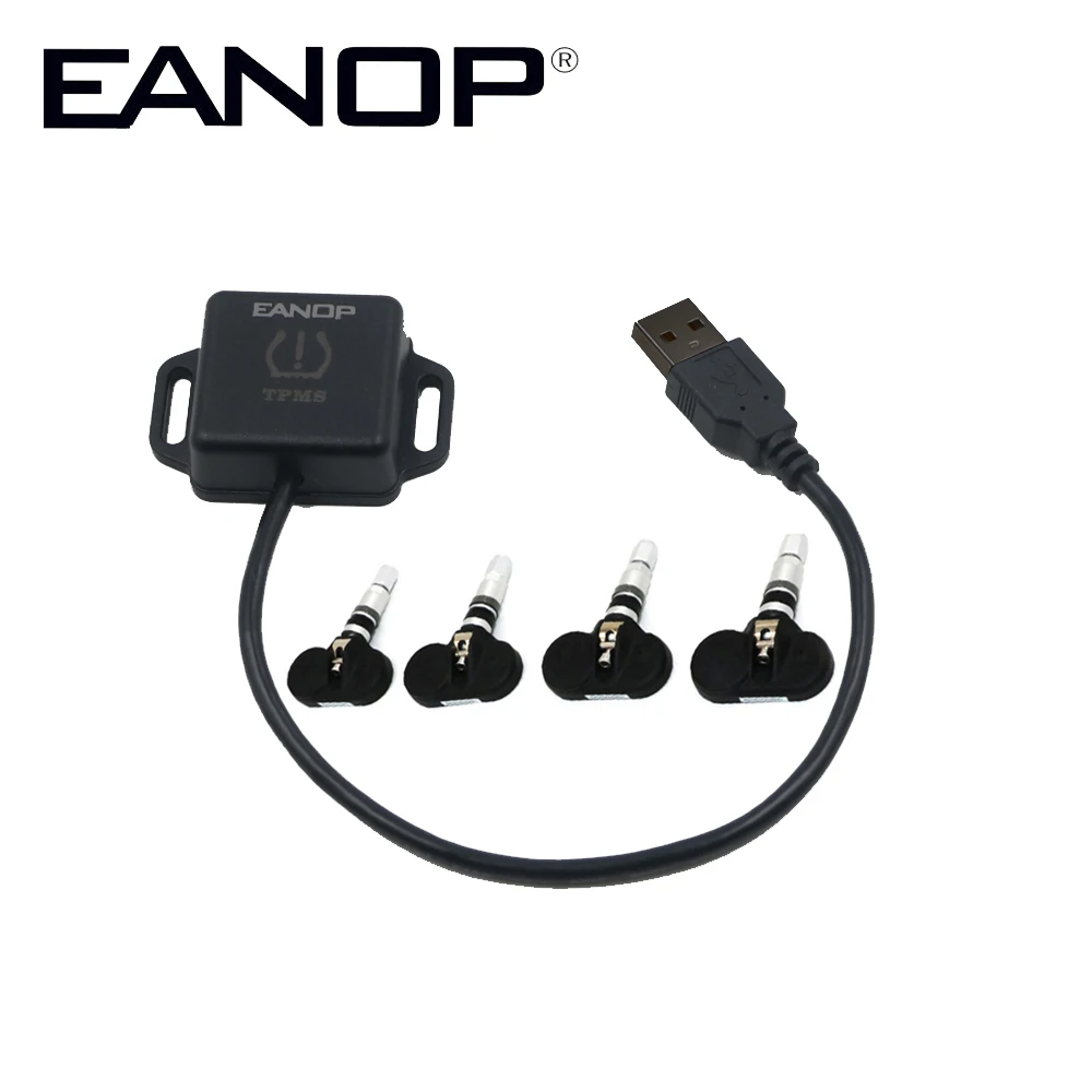 

EANOP USB Android TPMS Car Tire Pressure Monitor Alarm Wireless transmission TPMS with 4 External Sensors 116PSI