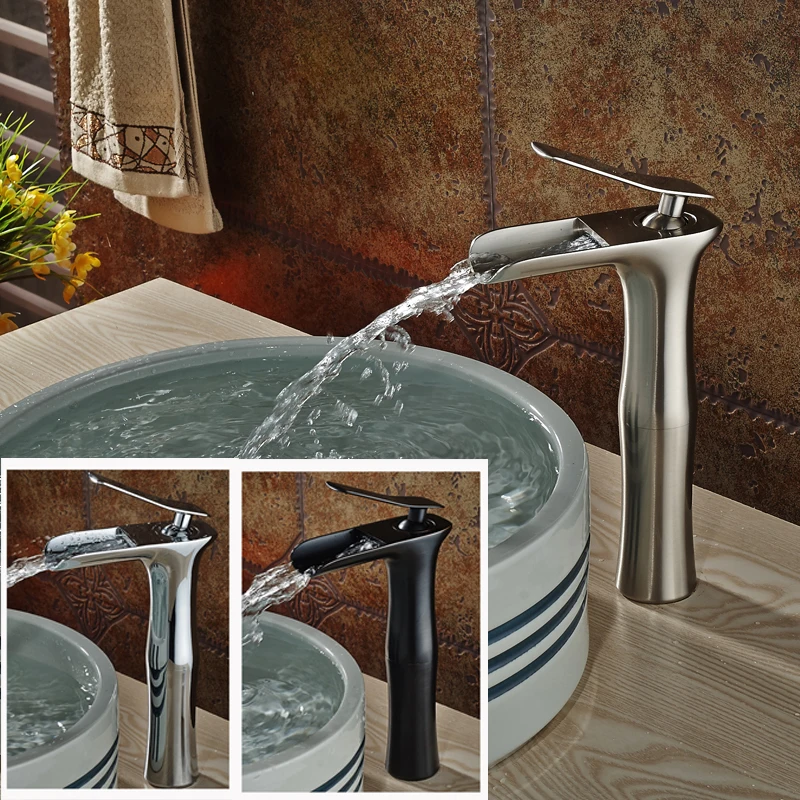 New Desing Deck Mount Waterfall Bathroom Sink Faucet Single Handle Washbasin Mixers with Hot and Cold