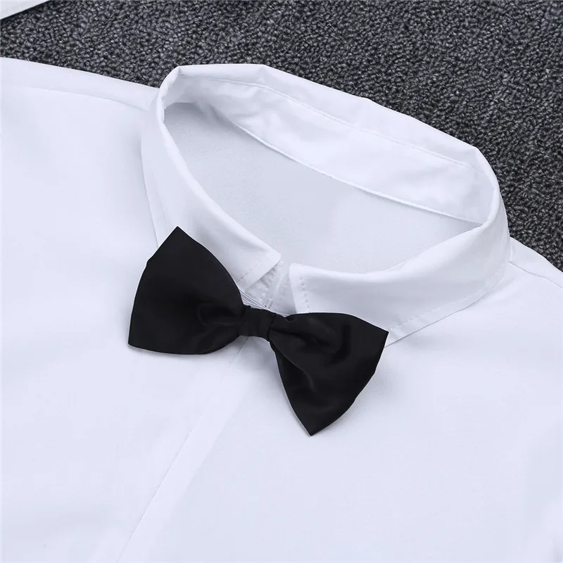 Men Long Sleeve Zipper Solid Color Latin Modern Dance Shirt with Bowtie Romper Shirt Sexy Male Lyrical Dance Costumes dance shirts