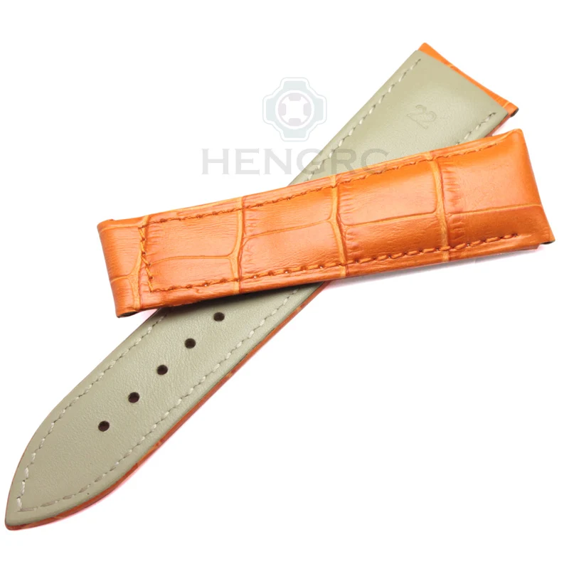 HENGRC Ремешки для наручных часов 20 мм 22 мм из натуральной кожи ремешок для часов черный коричневый оранжевый ремень замена без пряжки для Omega