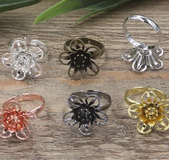 

100pcs 18*7mm Flower Pad ring blank Cameo Tray,AntiqueBronze/Gold/Silver Ring setting,Handmade DIY Zakka jewelry Finding