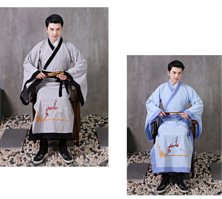 Hanfu мужской Древний китайский костюм косплей традиционная одежда для мужчин китайский национальный scholar платье хлопок лен Халат