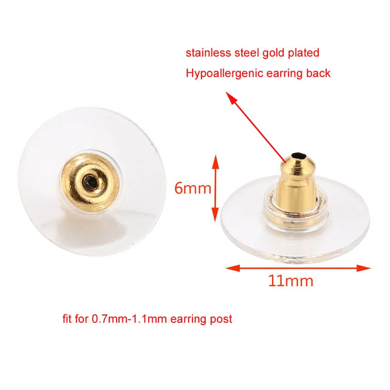 20pcs Hypoallergenic Bullet Clutch Earring Back Plastic Pad Earring Safety  Ear Back Stopper With Gold Plated Surgical Steel Base - Jewelry Findings &  Components - AliExpress