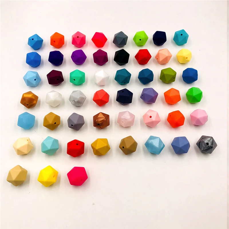 Разноцветные полиугольные бусины Icosahedral из пищевого силикона без бисфенола А 17