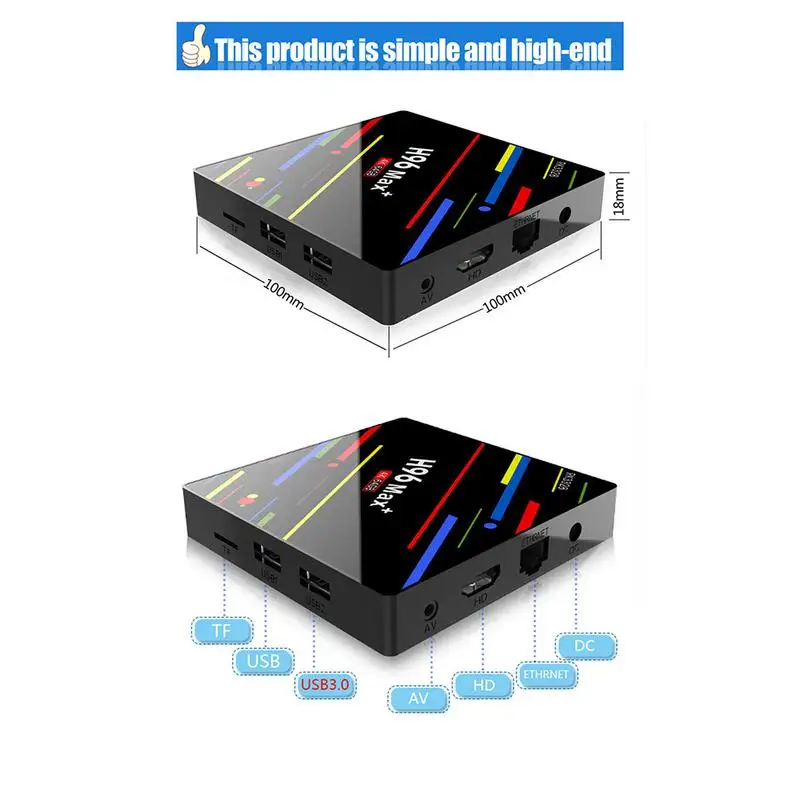 

New set top box H96 Max+ RK3328 Player Android 8.1 4GB/64GB Intelligent HD TV BOX Voice Version: G10 Remote Control