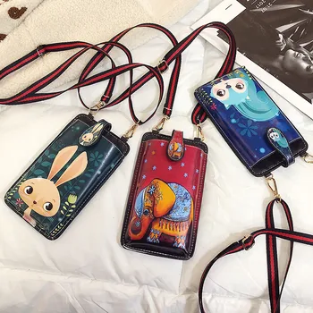 

2019 New Female Bag European and American Cartoon Printing Mobile Phone Bag Casual Shoulder Bag Trend Messenger Bag