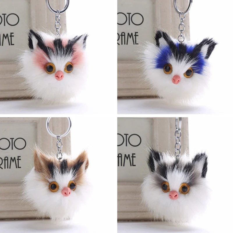

Cute 8*12CM Kitten Hair Ball Keychain For Women Pendant Key Chain Bag Accessories