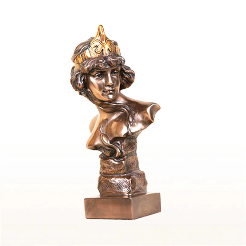 

European Style Crown Girl Imitation Cuprum Head Portra Resin Craftwork Home Furnishing Articles G1311