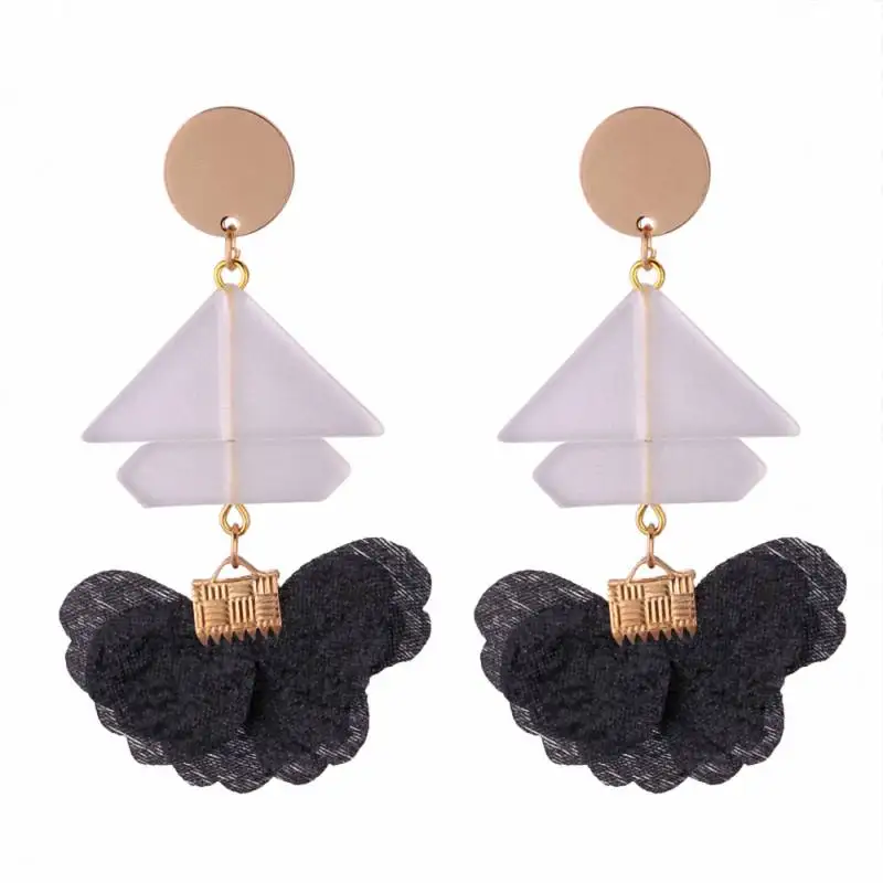TONGKWOK Bohemia Exaggeration Dangle Earrings For Women Silk Thread Tassel Flower Long Chandelier #131268 | Украшения и