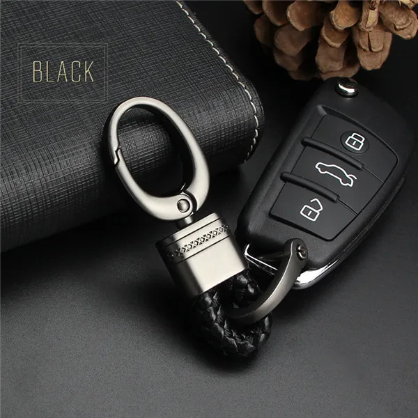 KUKAKEY автомобильный брелок ручной тканый брелок держатель для Nissan Opel peugeot Porsche Renault Rover Saab Seat Skoda ювелирный лучший подарок - Цвет: black