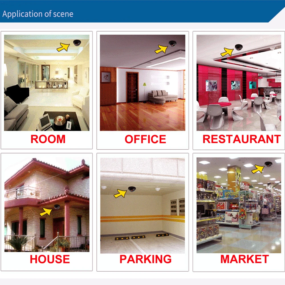 Поддельные купольные камеры охранное видеонаблюдение внутри помещения манекен наблюдения камера мигающий красный светодиодный аа батарея Легкая установка 4 шт черный
