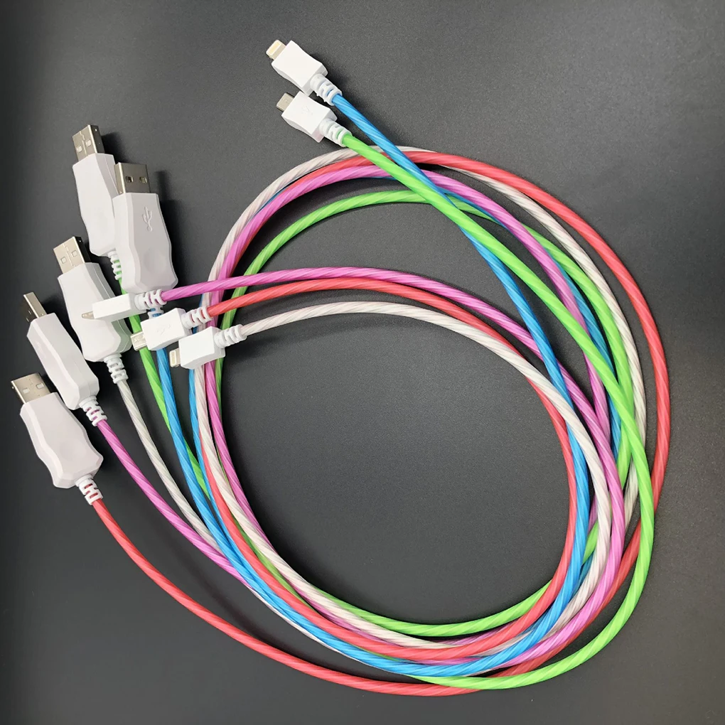 كابل يو اس بي المصغّر usb كابل عالية الوهج LED الوهج شحن مزامنة بيانات الهاتف المحمول الكابلات لالروبوت سامسونج لهواوي Xiaomi HTC LG