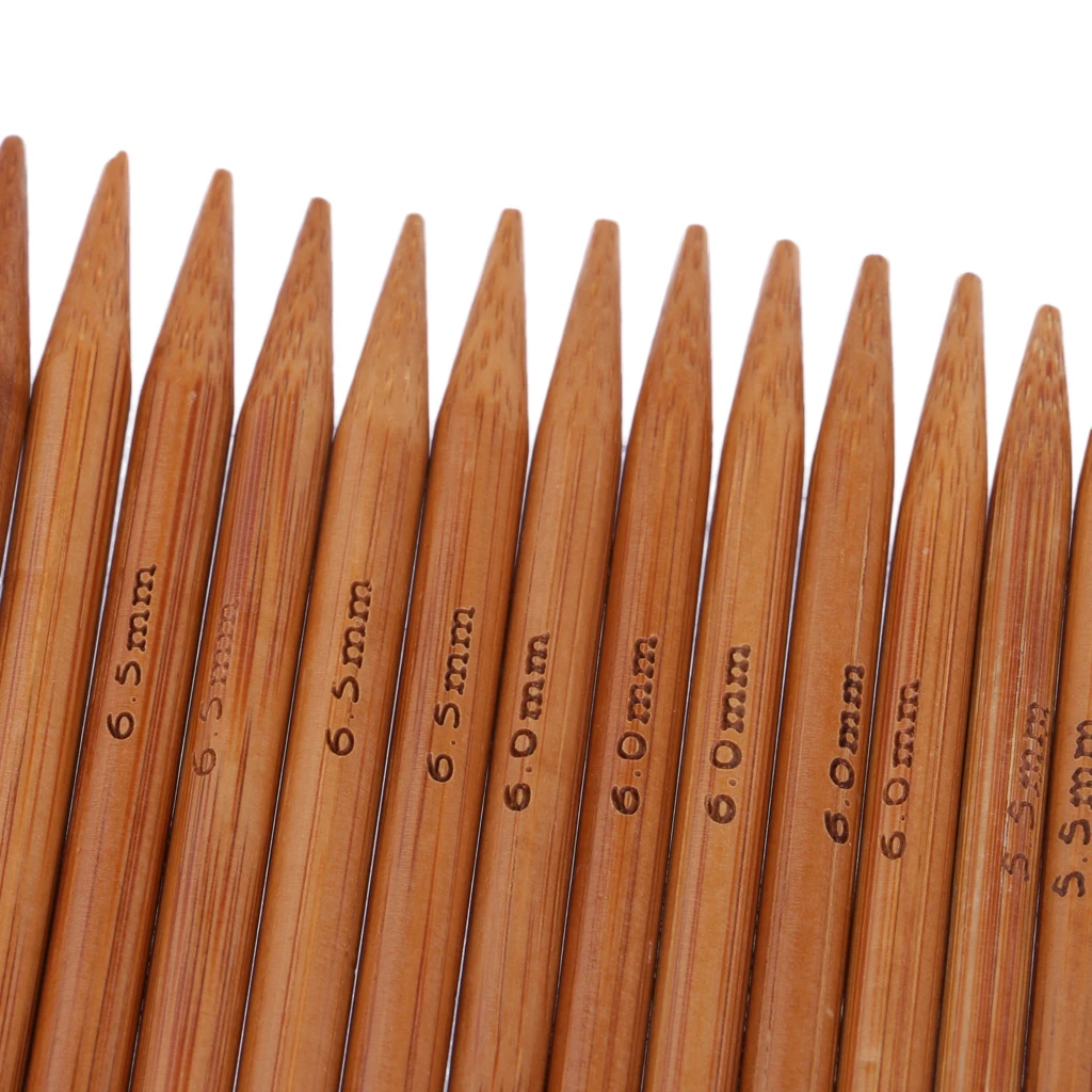75Pcs 15 Size 15cm Bamboo Knitting Needles Crochet Hooks Set Double Pointed Carbonized Bamboo Needle Sweater Weave Craft(2-10mm)