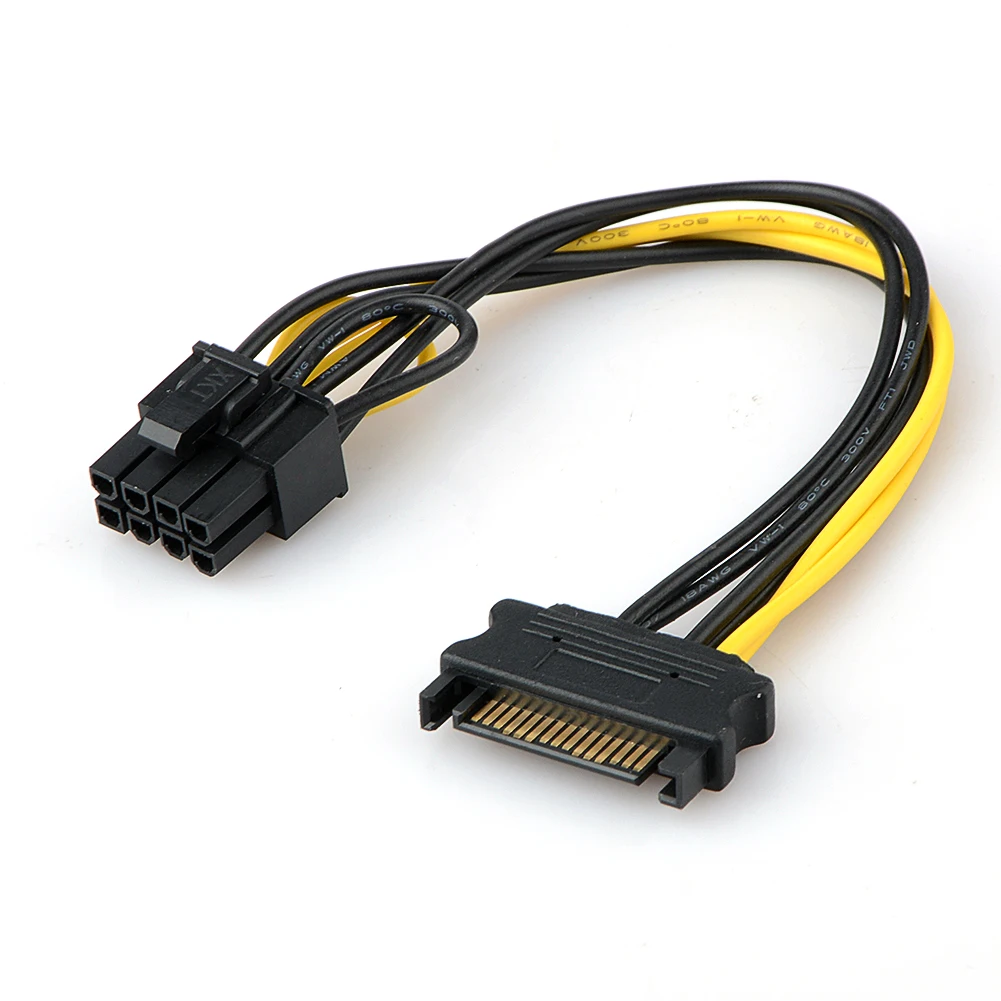 2PCS 15Pin SATA To 8Pin PCI E Power Cable, Gotd 15Pin SATA Male To 8pin
