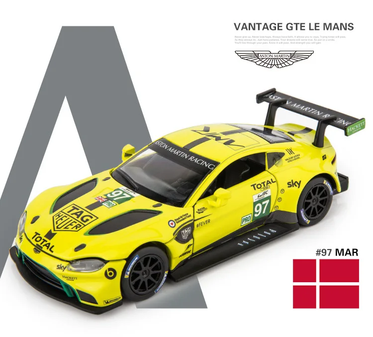 1:32 Martin vantage GTE Le Mans, модель спортивного автомобиля из сплава, литая под давлением, три двери, открывающийся звуковой светильник, Супер гоночный