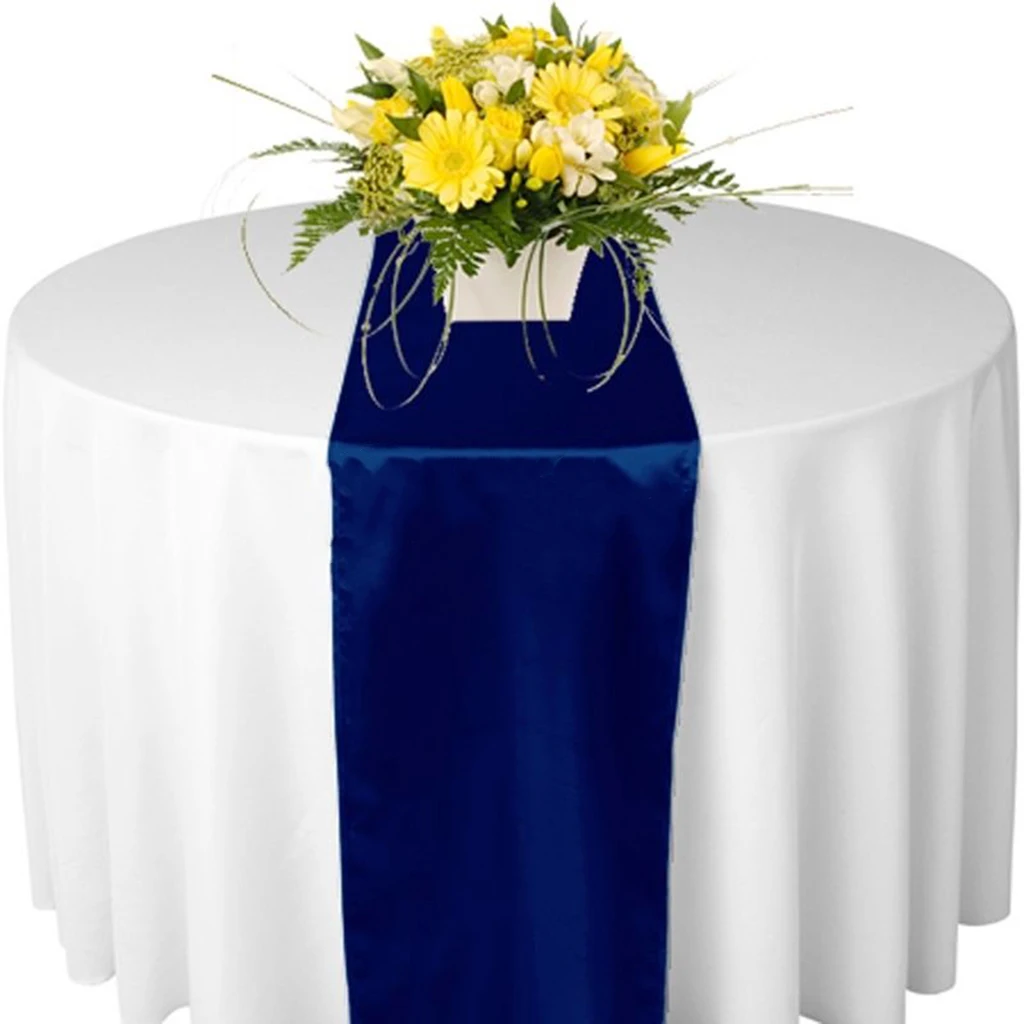 Satin Table Runner Birthday Wedding Party Venue Table Decoration for Home Restaurants Use Navy Blue