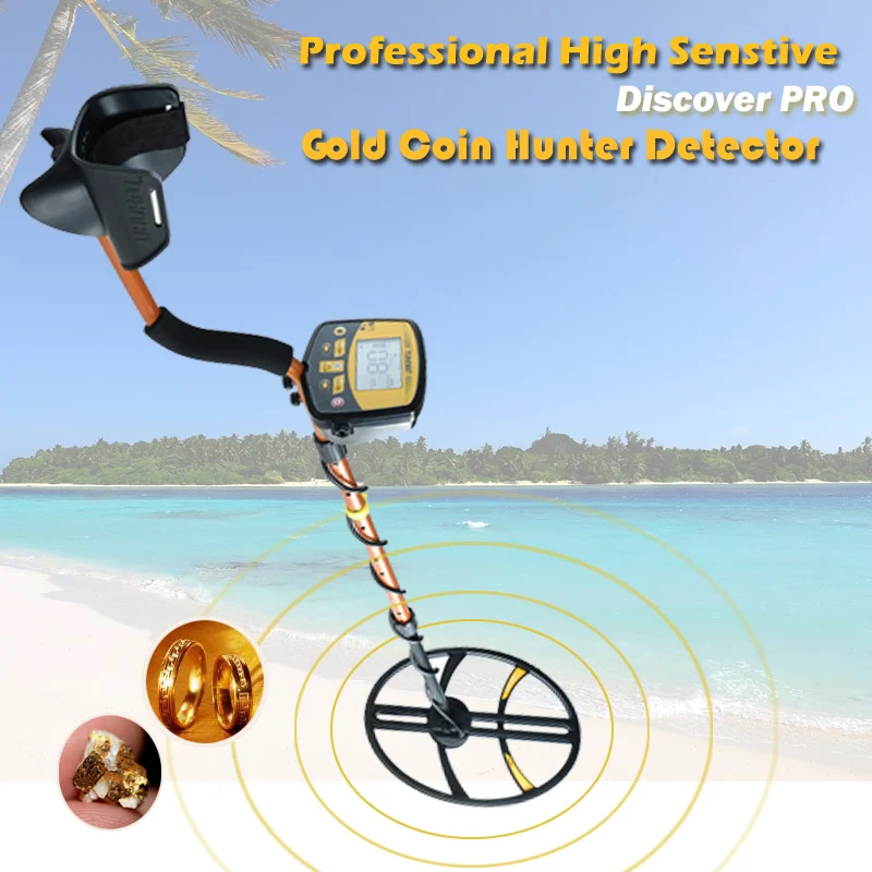 

New professional gold metal detector DISCOVER Deluxe with 11.5"*15" elliptical Double-D search coil underground treasure hunter
