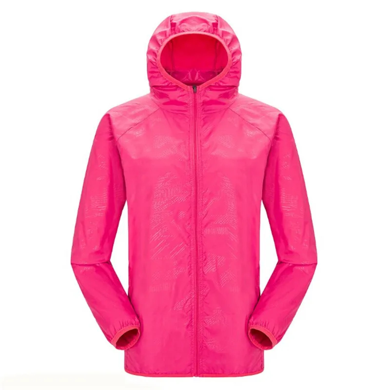 Мужская Летняя быстросохнущая Солнцезащитная куртка с разрезом плюс 4XL для походов, кемпинга, бега, рыбалки, водонепроницаемая одежда, защита от УФ - Цвет: shen pink