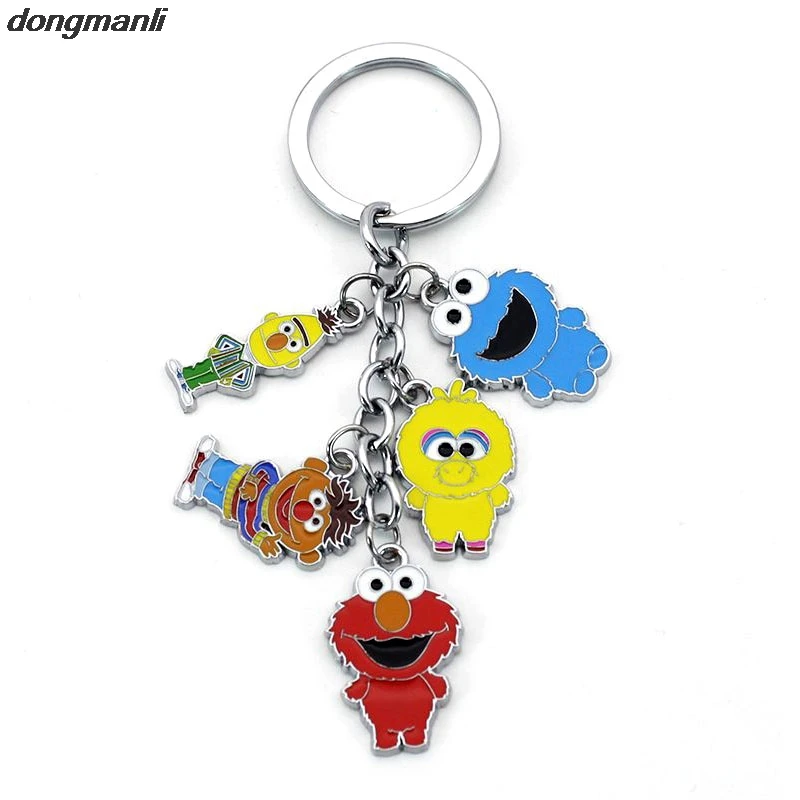 

M1211 DMLSKY Sesame Street Animal Figures Alloy Key Chains Ring Gift For Women Girl Bag Charm Keychain Charm Keyring Jewelry