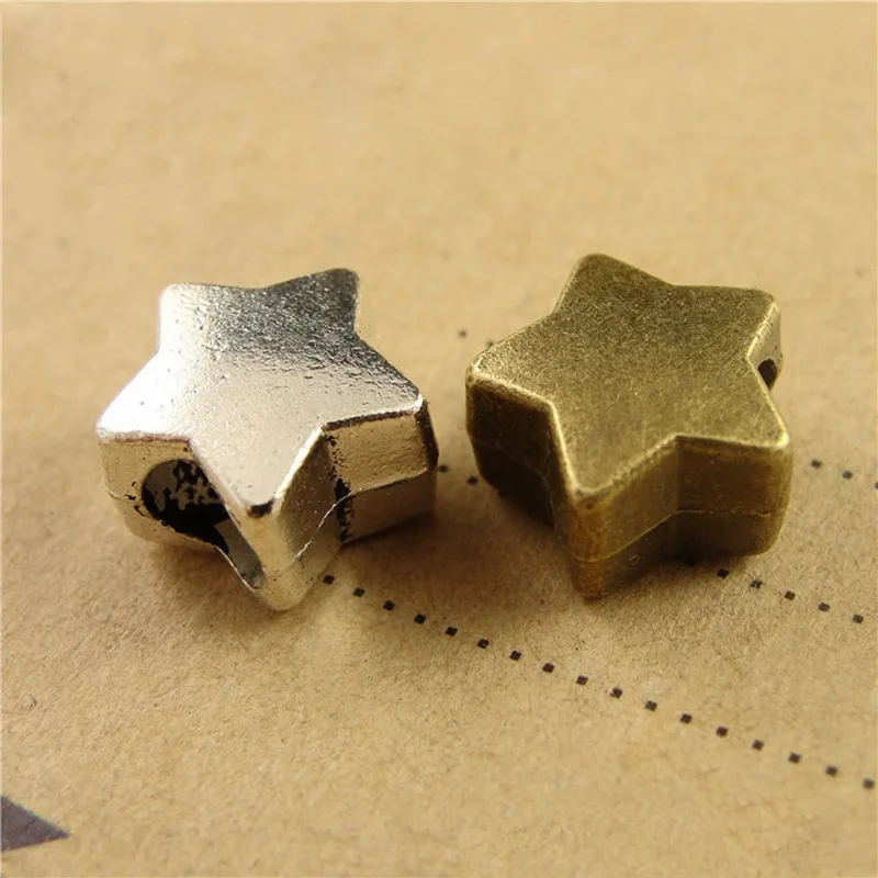 

10Pcs/Lot Vintage 10mm Alloy Star Charm Beads Wholesale Hole 5mm Bead for DIY Bracelet Necklace Charms Jewelry Accessories