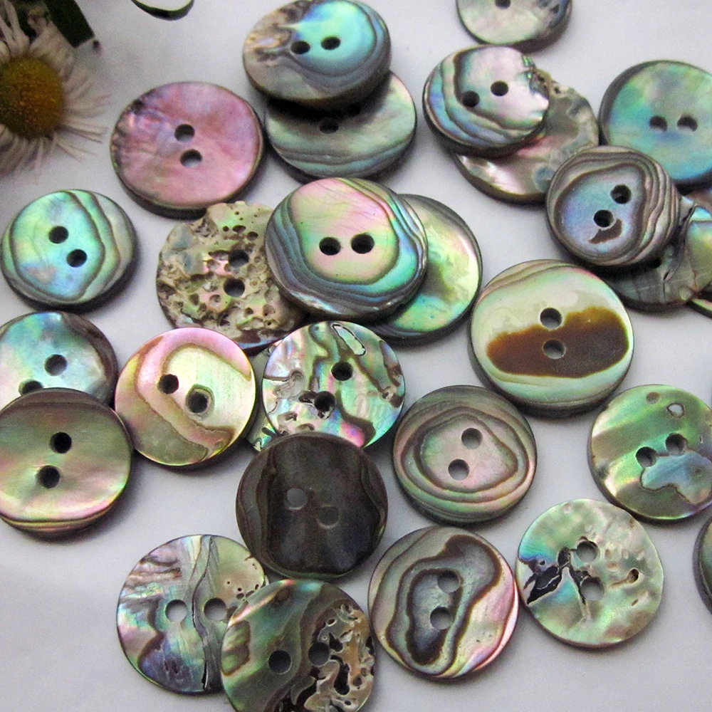 12 PCS ROUND ABALONE SHELL SEWING TWO HOLES BUTTONS 25MM #2290 