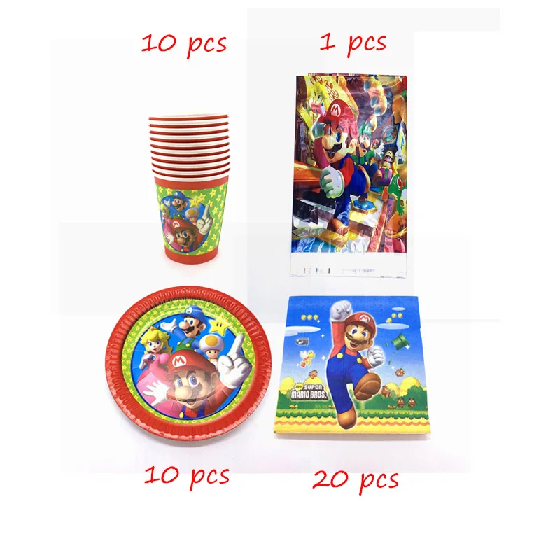 

Kids Favors Super Mario Birthday Party Disposable Party Decorations Tableware Mario Party Supplies Cup Plate Napkin Tablecloth