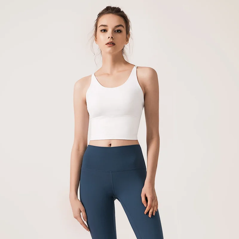 Goedkoop SALSPOR Mode Vrouwen Sport Yoga Bras Terug Kruis Riem Ademend Push Up Ondergoed Hoge Stretch Sportbeha voor Vrouwen Gym