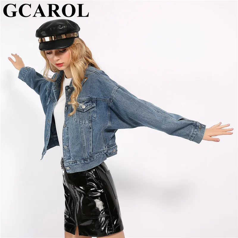 Женская джинсовая куртка GCAROL повседневная укороченная большого размера с