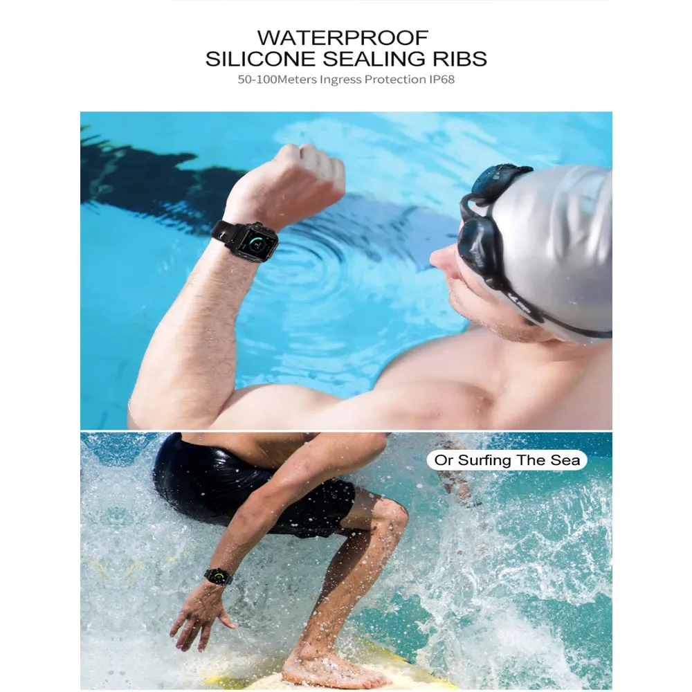 Светящийся силиконовый спортивный ремешок для Apple Watch водонепроницаемый чехол 42