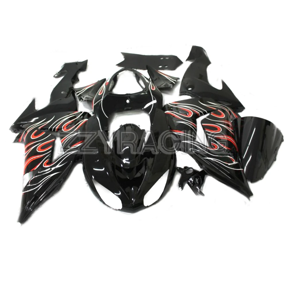 

Injection Fairings Kits for Kawasaki ZX10R 2006 2007 Year 06 07 Complete ABS Plastic Motorbike Body Work Black with Pink Flames