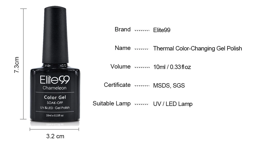 Elite99, 10 мл, термический Гель-лак для ногтей, 3 цвета, изменение температуры, дизайн ногтей, замачиваемый, УФ-Гель-лак, стойкий, 3 в 1, хамелеон