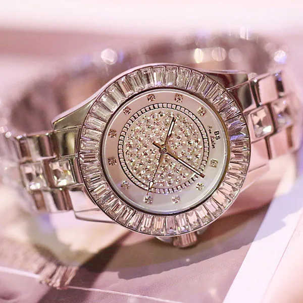Модный бренд женские часы-браслет горячая Распродажа reloj mujer Стразы Кварцевые часы Женские часы relogio feminino - Цвет: silver