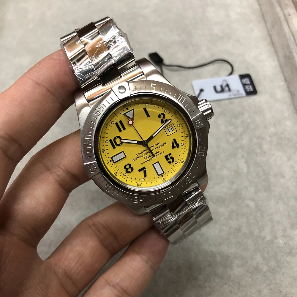 

2018 Top Sale Automatic Watch Men Super Ocean yellow Dial 316 Stainless Band Mechanical 42mm Bentley Montre Homme Wristwatch