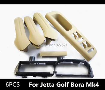 

6Pcs Set Bidge Armrest handle Interior Door Handle Cover Switch Bezel With Trim Grab Handle Bracket For VW Jetta Bora Golf 4