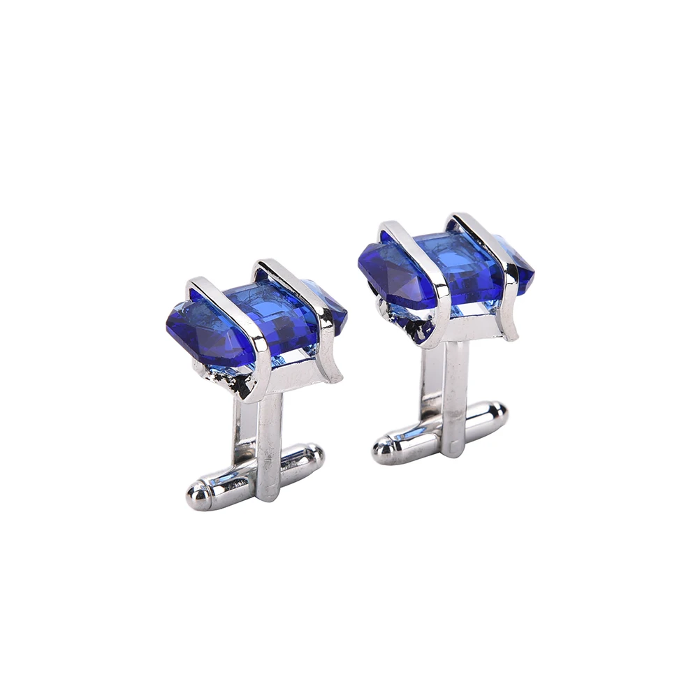 

Brand Blue Crystal Cuff link Wholesale Buttons designer High Quality shirt cufflinks for mens