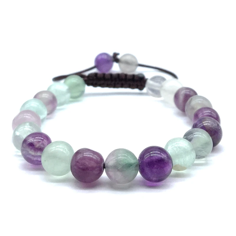 stone bead bracelet elastic fluorite 8 mm