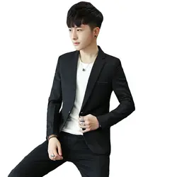 Мужские корейские модные slim fit пиджаки для женщин мужской бизнес повседневная одежда одной кнопки 4 вида цветов M-3XL с длинным рукаво