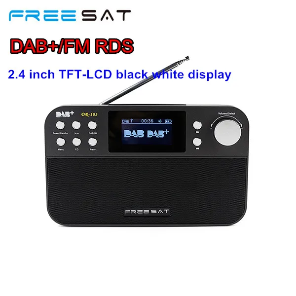 

Freesat DR-103 DAB+FM RDS Portable Digital Radio 2.4" TFT LCD Black White Display Support DAB+FM RDS Wavebands Radio