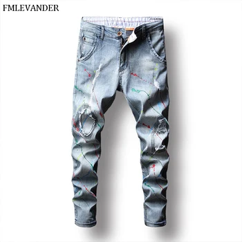 

New Fashion Young Men's Fashion Jeans Casual Stretch Slim Jeans Classic Trousers Denim Pants Male
