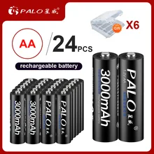 

PALO 100% original 24Pcs AA battery aa Rechargeable Batteries 3000mAh 1.2V AA Ni-MH for camera toy car Anti-dropping Durable