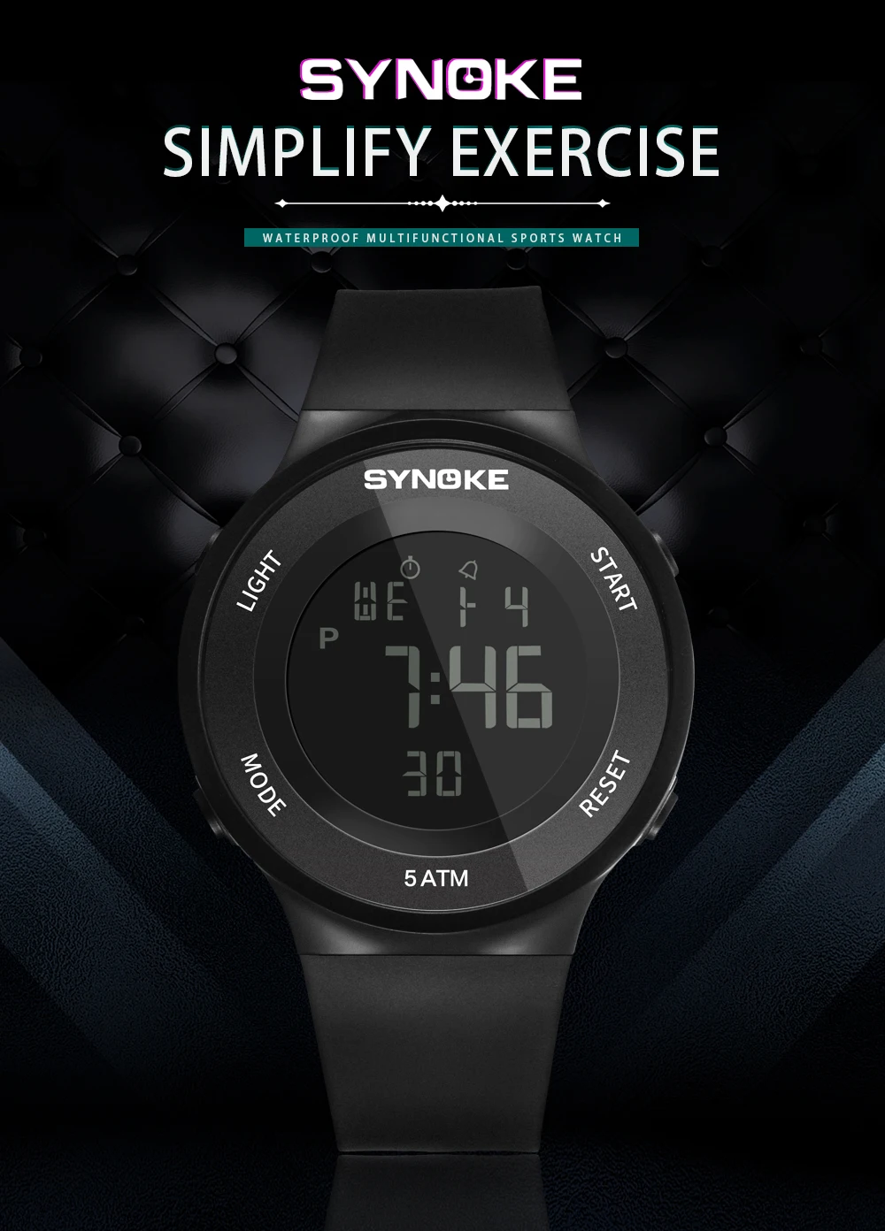 SYNOKE Waterproof Men Sports Watches Top Luxury Brand Fashion Military Digital Watch LED Black Fashion Electronic Clock Men