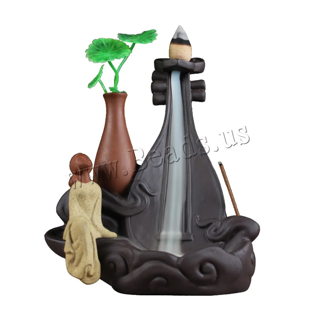 Creative Ceramic Meditation Girl Backflow Incense Burner Smoke Waterfall Censer Aromatherapy Furnace Holder Fashion Home Decor