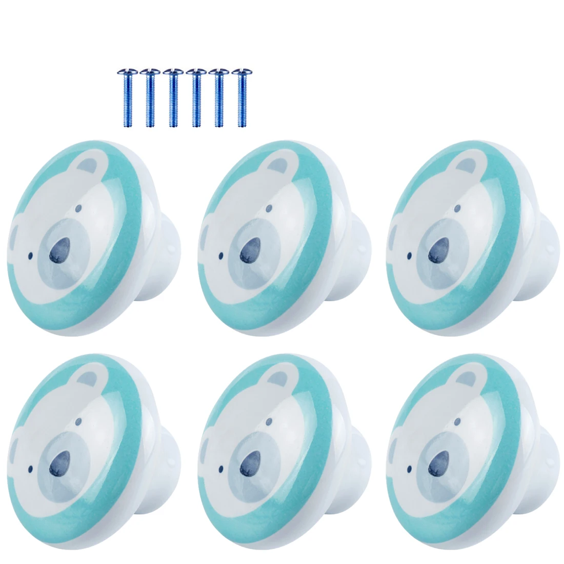 

6pcs Children Ceramics Minimalism Door Knob Round Single Hole Handle Furniture Handle Cabinet Pull Handle - Deer New Arrival