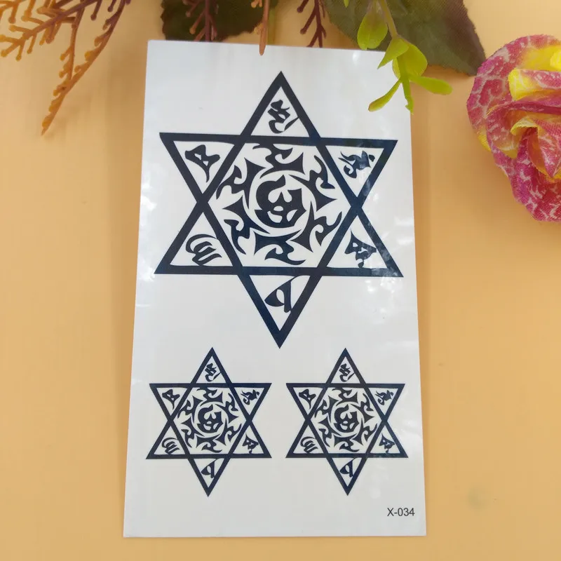 Sexy Body Art Noir Bleu Hexagone étoile De David De Tatouage